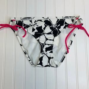 Athleta White Brown Floral Bikini Bottoms Sz Large